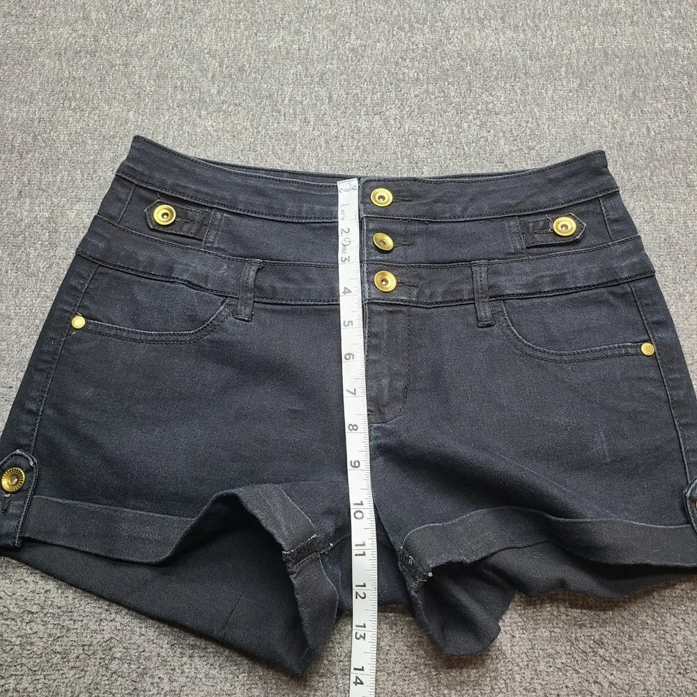 Refuge Denim‎ Shorts Womens 10 Black Excellent High Waist Triple Button Cuffed